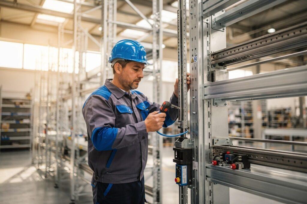 Foerdertechnik montage regalbediengeraet